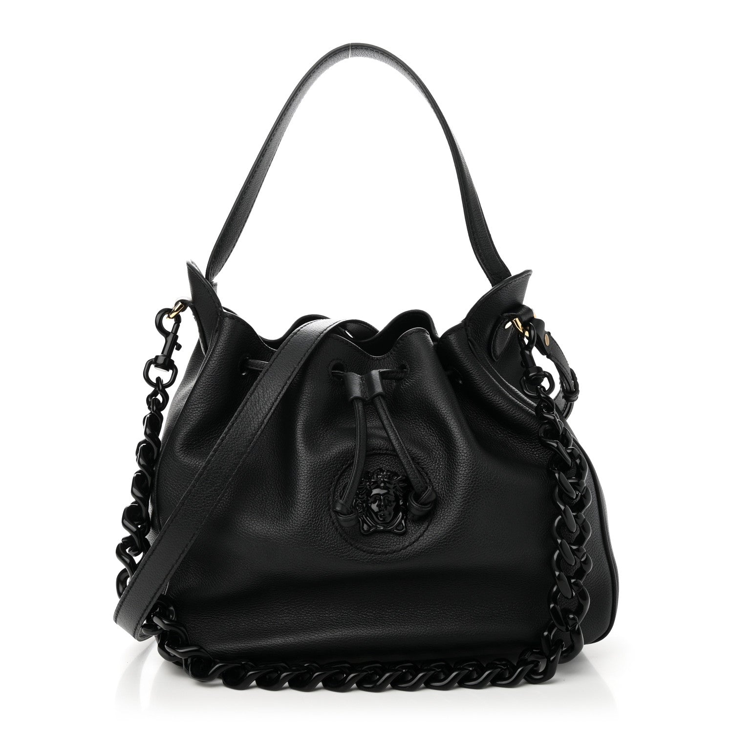 Versace Grained Calfskin La Medusa Bucket Bag Black 1 of 9