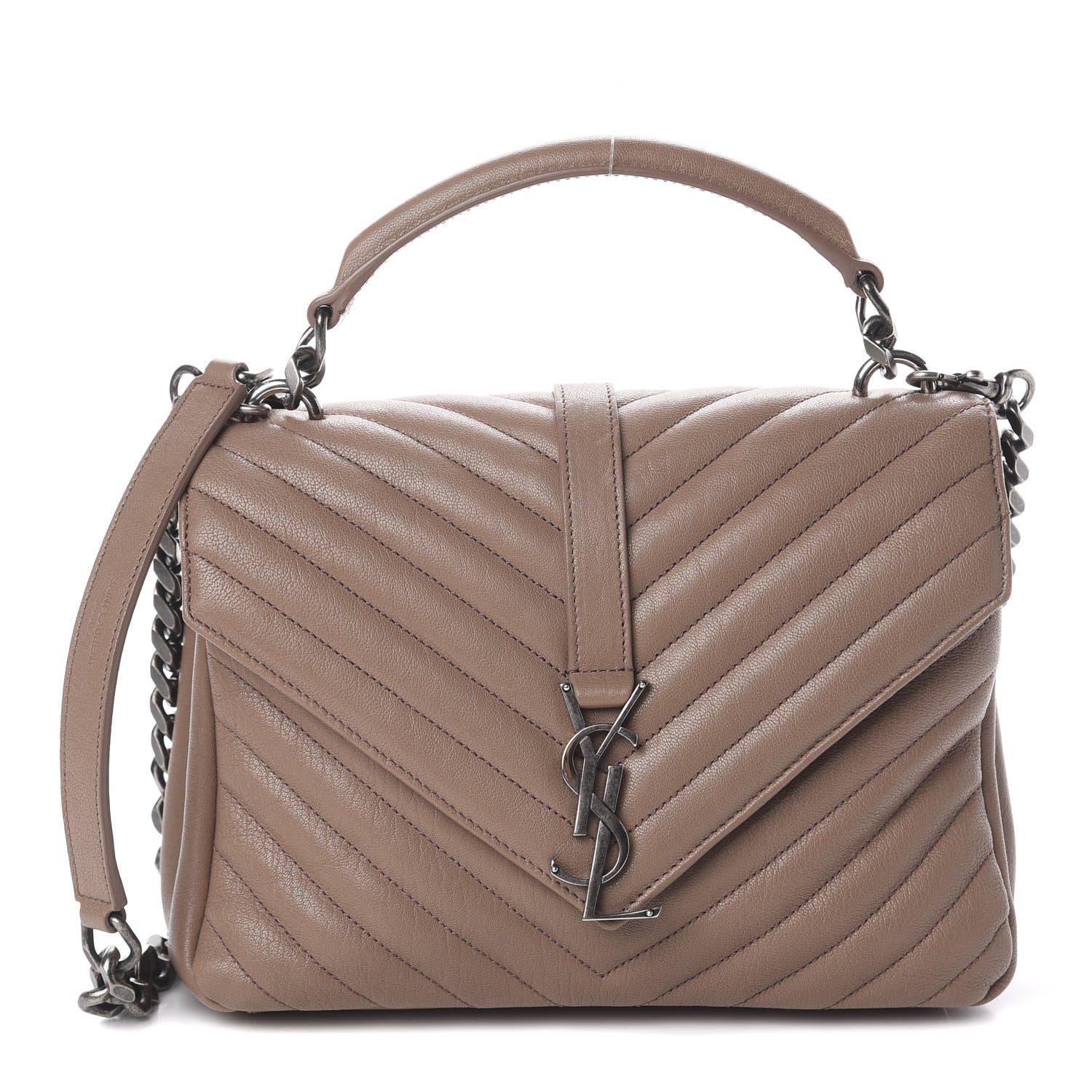 Saint Laurent Sheepskin Matelasse Chevron Monogram Medium College Bag Fard 1 of 8