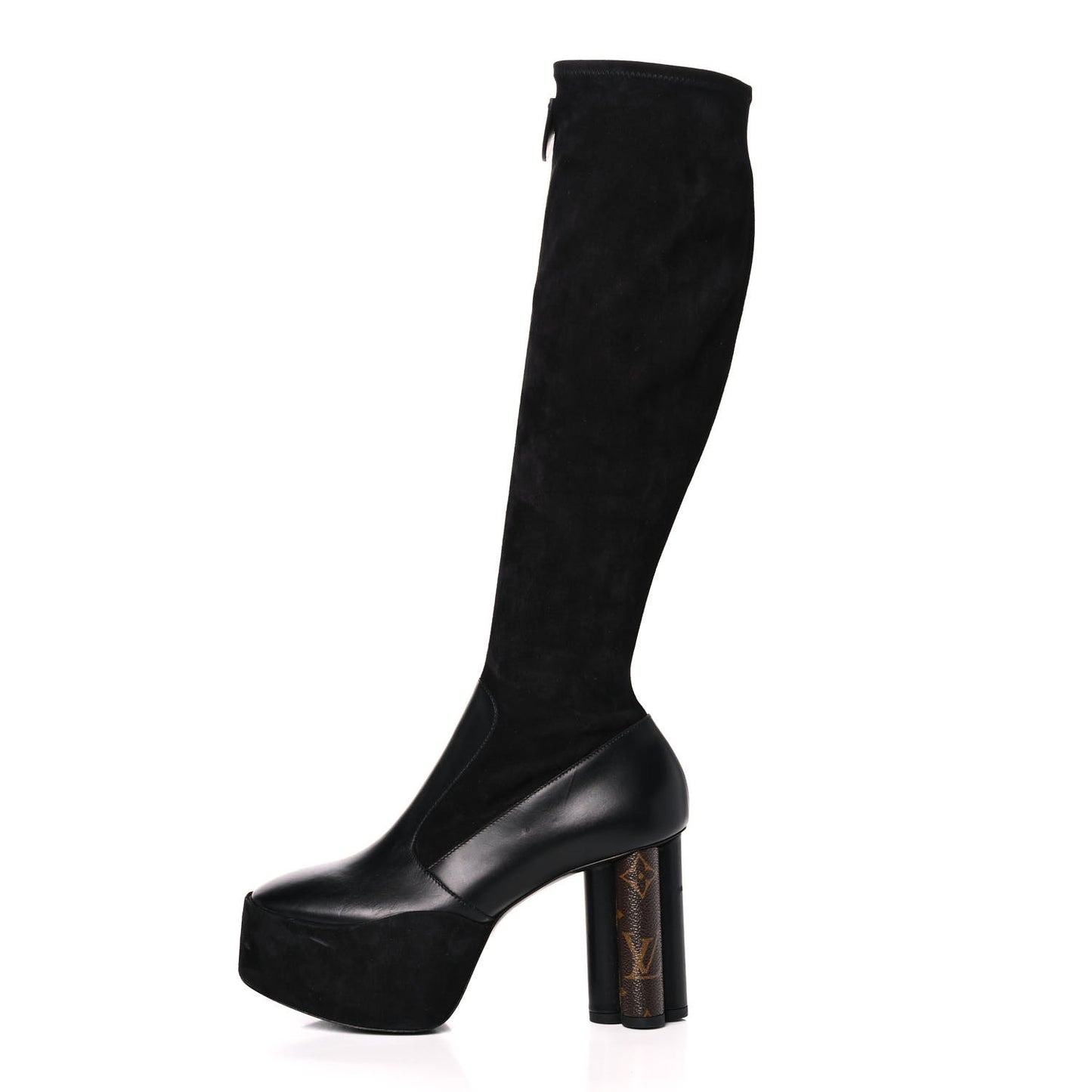 Suede Podium Platform High Boots 37 Black
