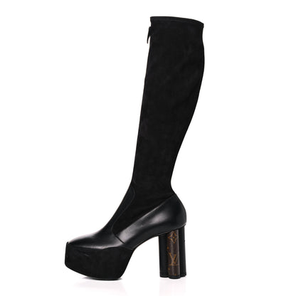 Louis Vuitton Suede Podium Platform High Boots 37 Black 1 of 9