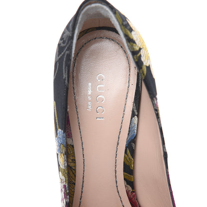Gucci Jacquard Romantic Bouquet Dionysus High Heel Pumps 37.5 Black Multicolor 9 of 12
