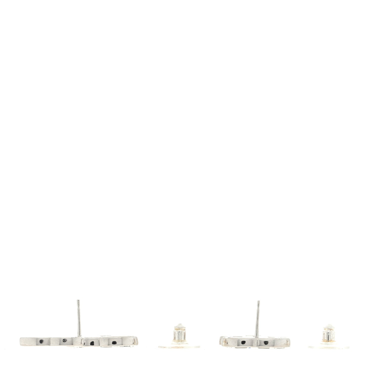 Chanel Baguette Crystal Double CC Earrings Silver 3 of 4