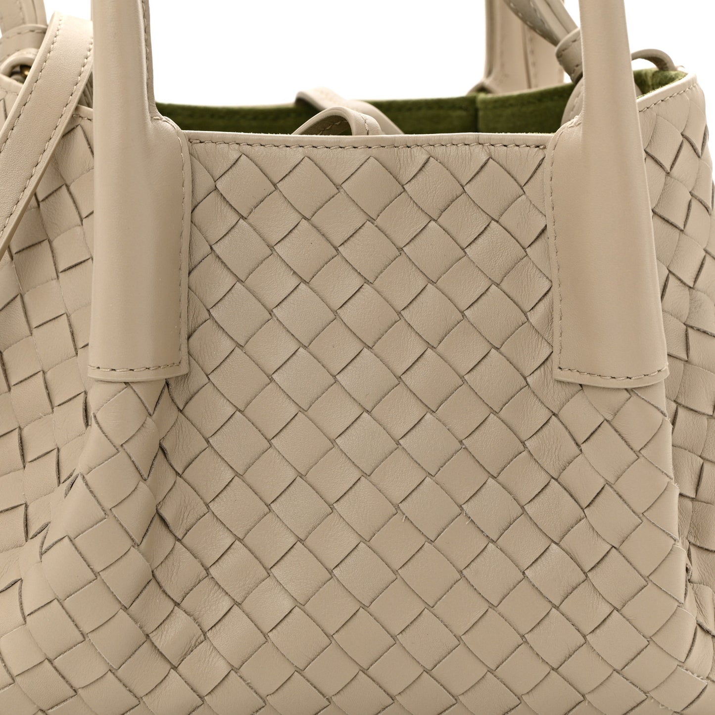 Calfskin Intrecciato Small Pinacoteca Tote Ecru Matcha