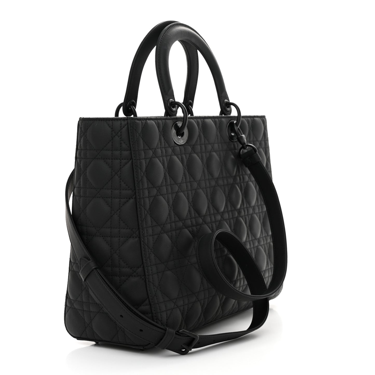 Ultra Matte Calfskin Cannage Large Lady Dior Black