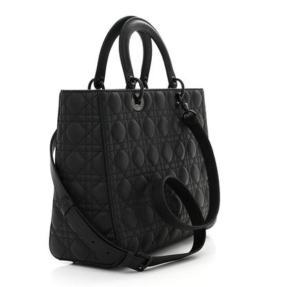 Christian Dior Ultra Matte Calfskin Cannage Large Lady Dior Black 3 of 12