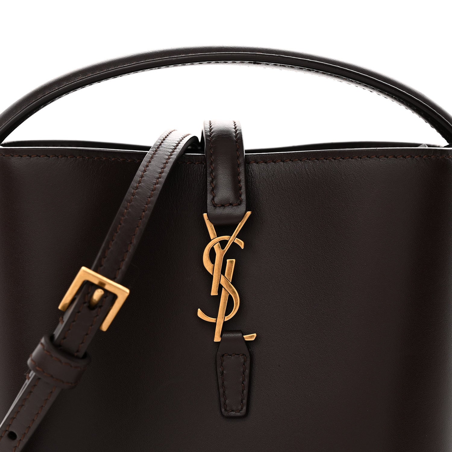 Saint Laurent Shiny Calfskin Le 37 Mini Bucket Bag Dark Sweet Chocolate 7 of 10