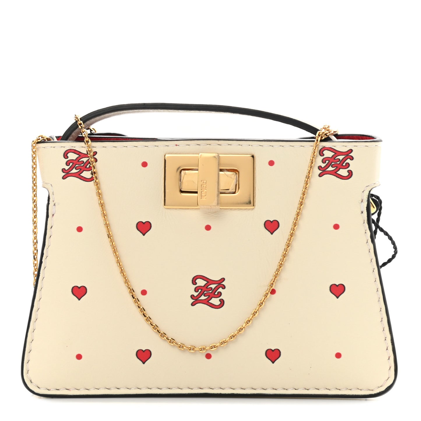 Nappa Chinese Valentines Day Karligraphy Embroidered Pico Peekaboo Charm Panna Rosso Cardinale