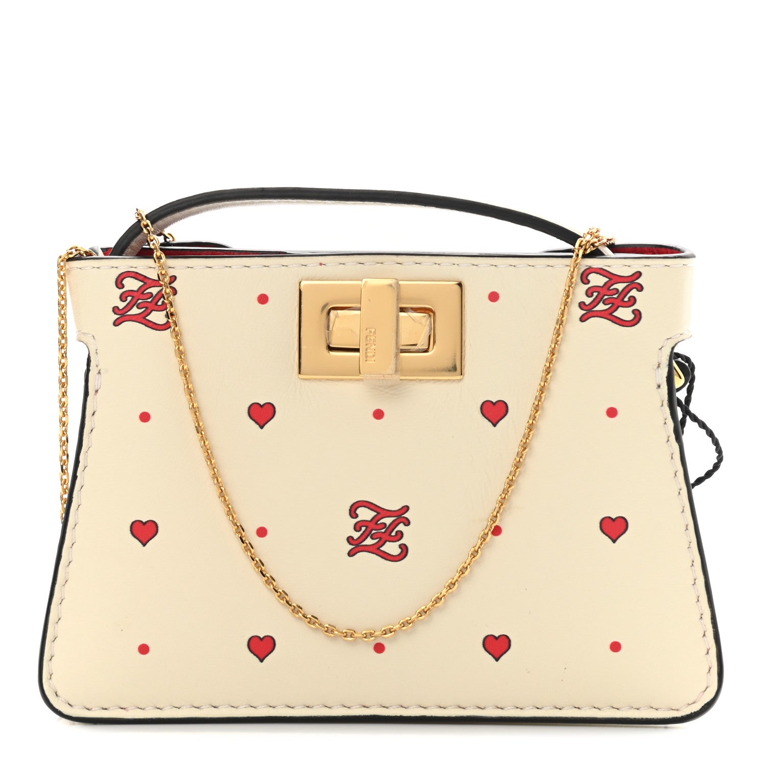 Fendi Nappa Chinese Valentines Day Karligraphy Embroidered Pico Peekaboo Charm Panna Rosso Cardinale 1 of 7