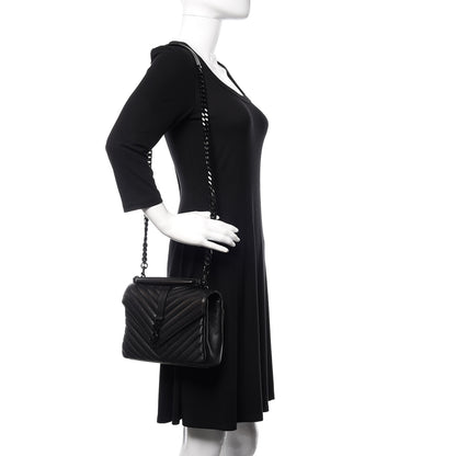 Saint Laurent Sheepskin Matelasse Chevron Monogram Medium College Bag Black 2 of 16