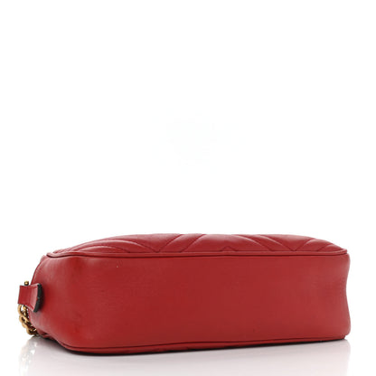 Gucci Calfskin Matelasse Small GG Marmont Chain Shoulder Bag Hibiscus Red 4 of 16