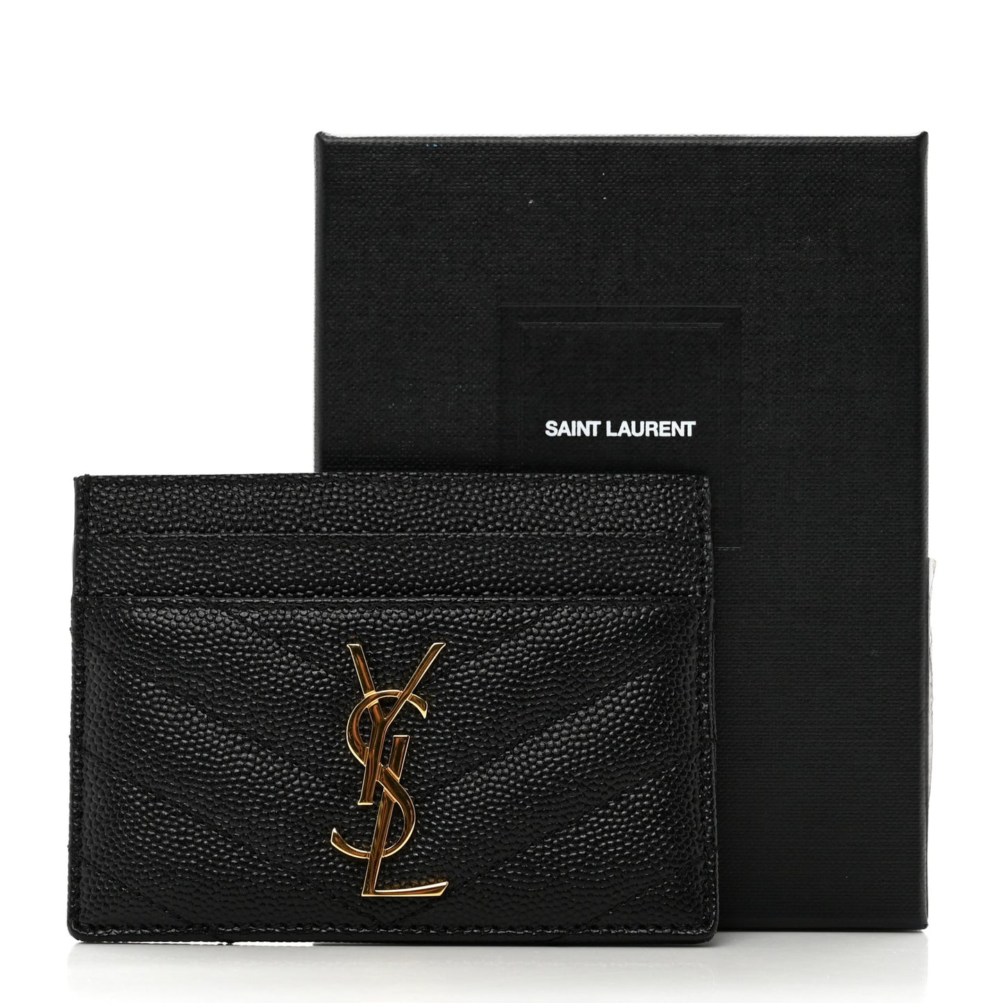 Grain De Poudre Matelasse Chevron Monogram Credit Card Case Black