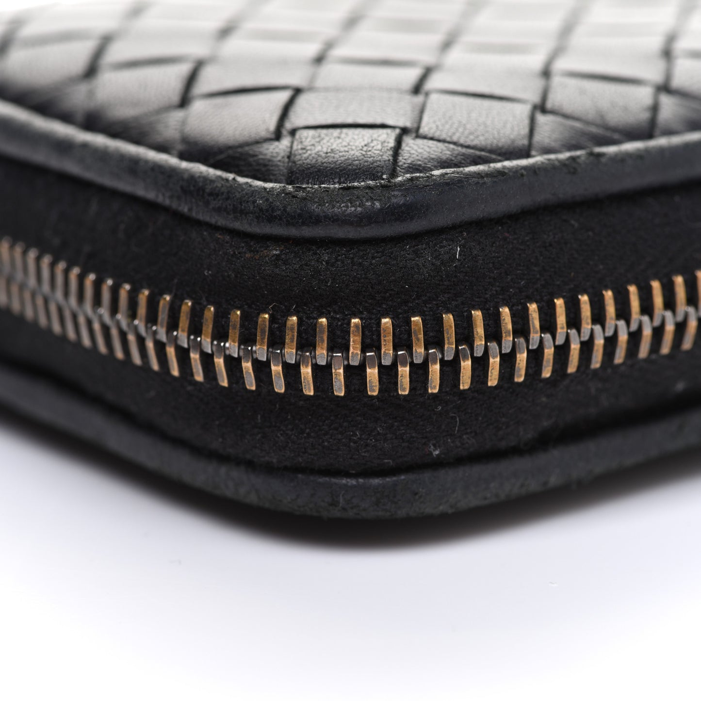 Nappa Intrecciato Zip Around Coin Purse Black