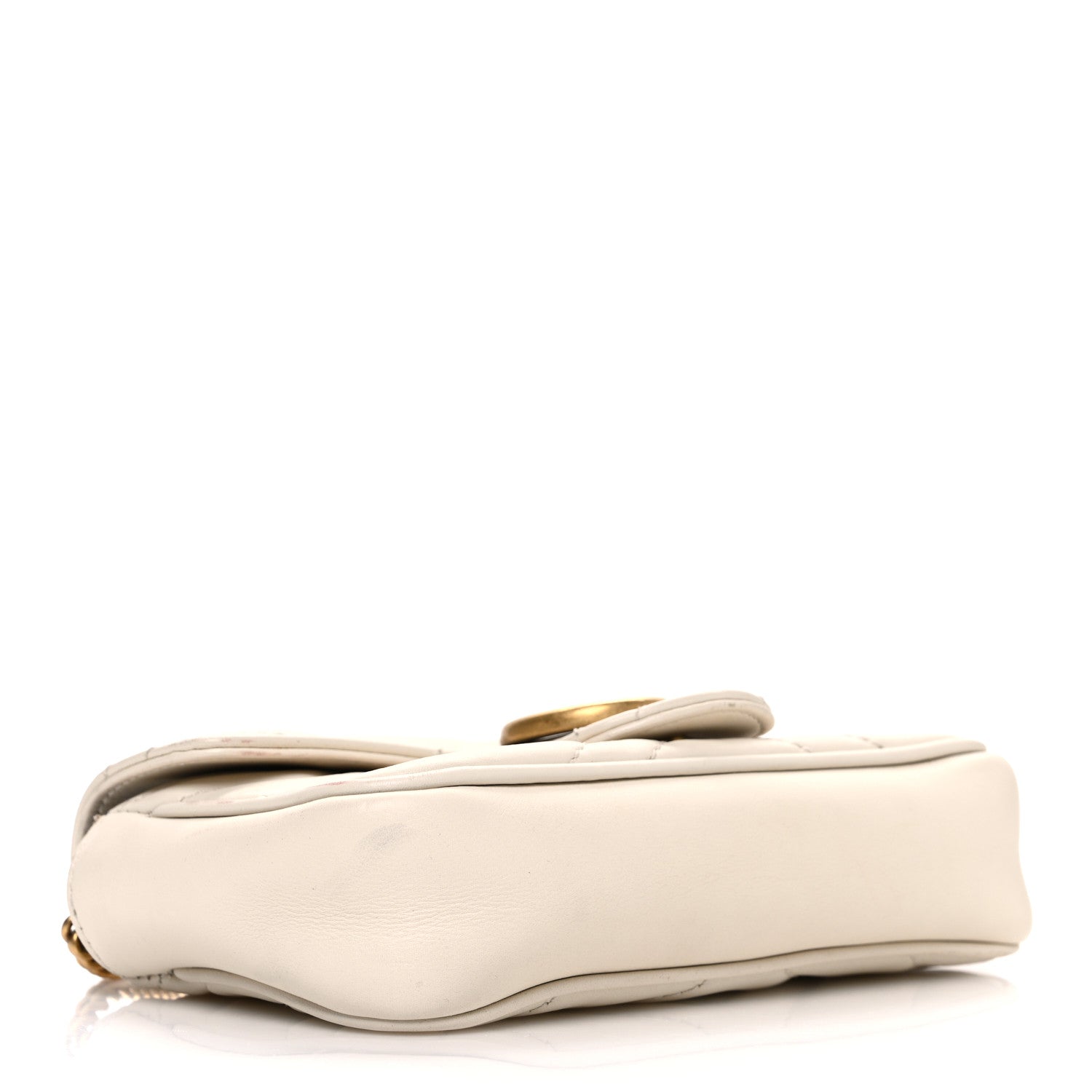 Gucci Calfskin Matelasse Super Mini GG Marmont Shoulder Bag White 4 of 12