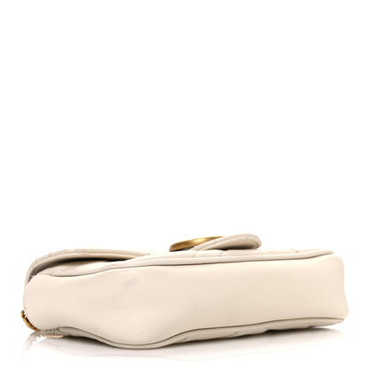 Gucci Calfskin Matelasse Super Mini GG Marmont Shoulder Bag White 4 of 12