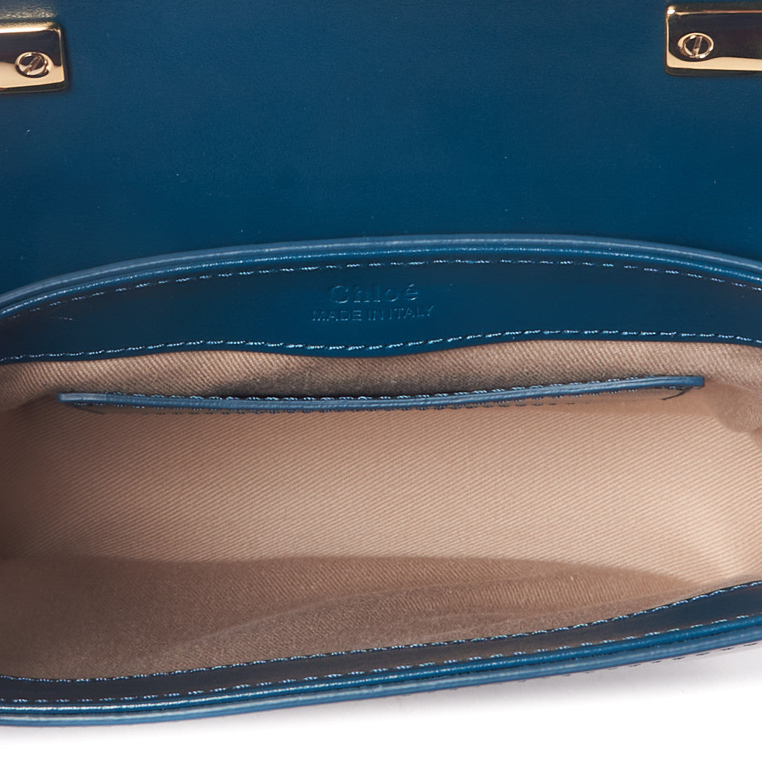 Chloe Shiny Calfskin Suede Mini C Double Carry Blue 6 of 7