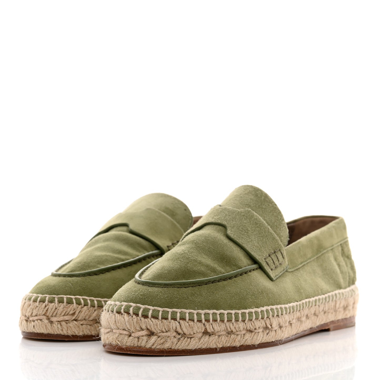Suede Calfskin Womens Trip Espadrilles 36 Vert Sauge
