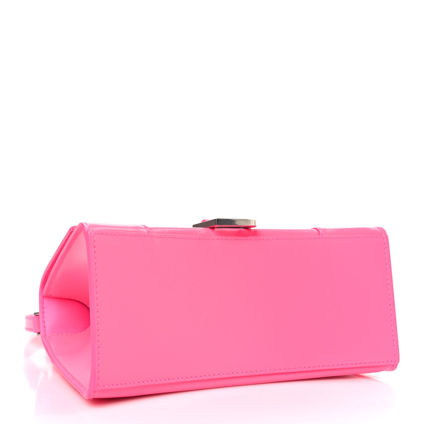 Shiny Box Calfskin Small Hourglass Top Handle Bag Hot Pink