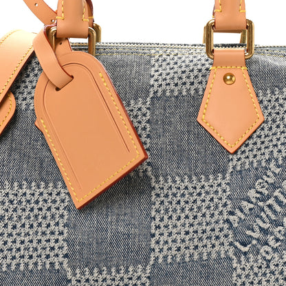 Louis Vuitton Damier Denim 3D Speedy Bandouliere 25 Bleu 7 of 9