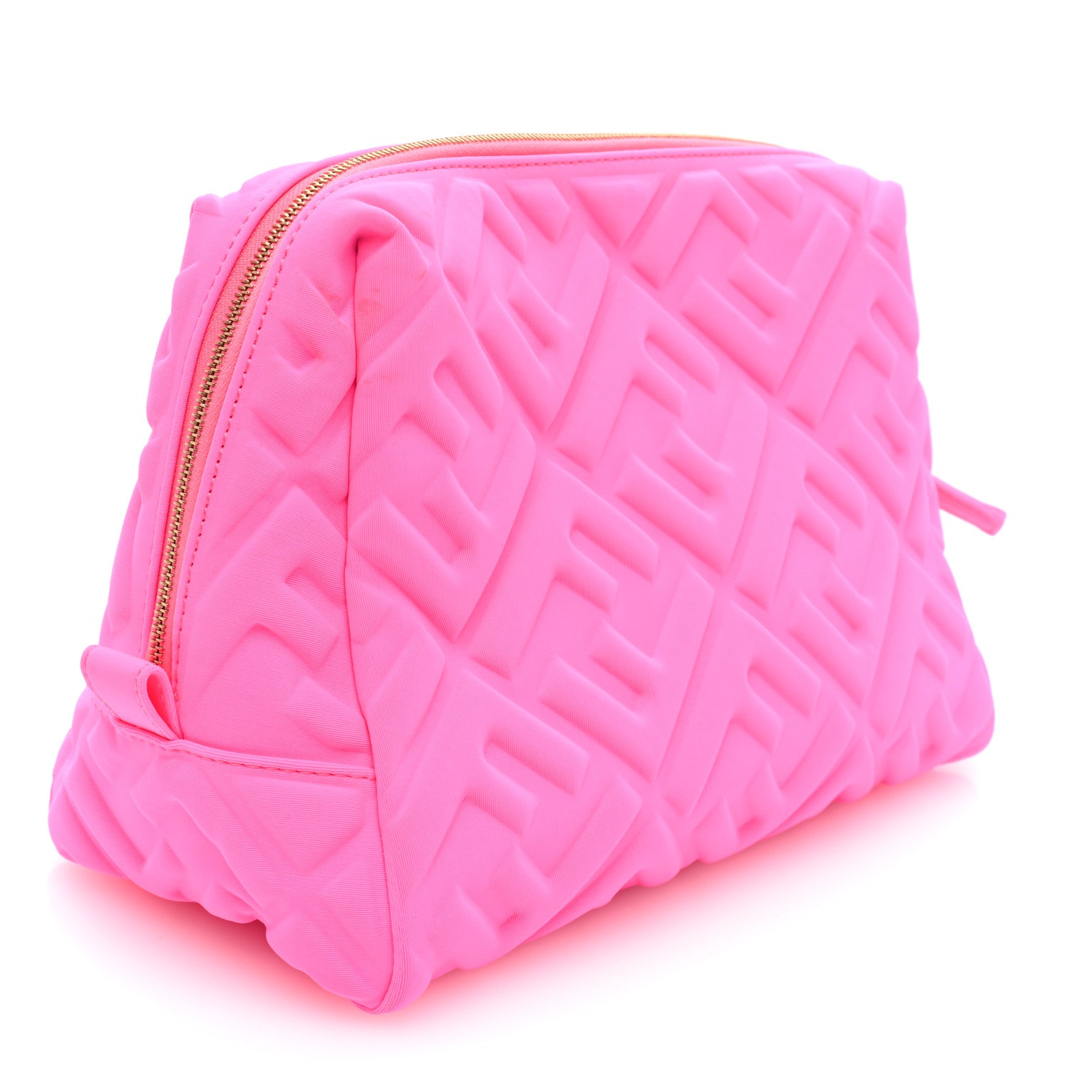 Fendi Lycra FF 1974 Embossed Medium Trapezoid Beauty Pouch Rosa Shocking 3 of 7