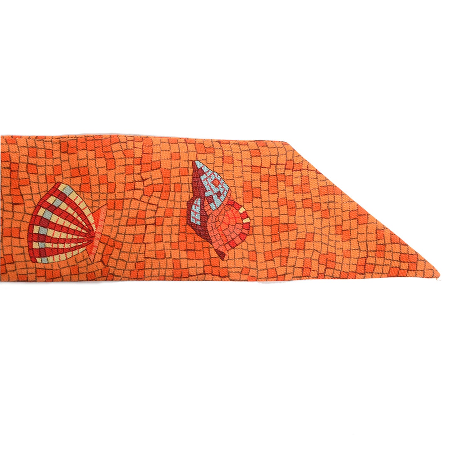 Silk Sea Shells Mosaic Twilly Orange