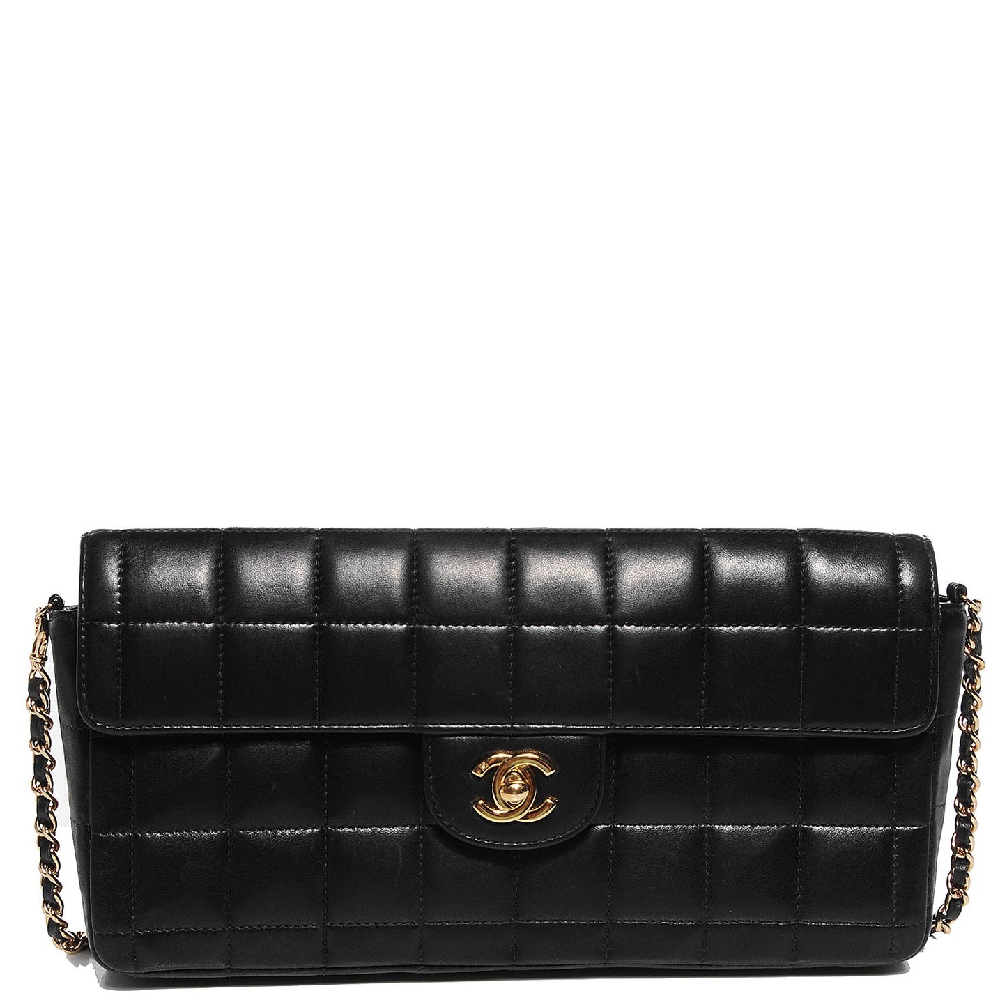 Lambskin East West Chocolate Bar Flap Black