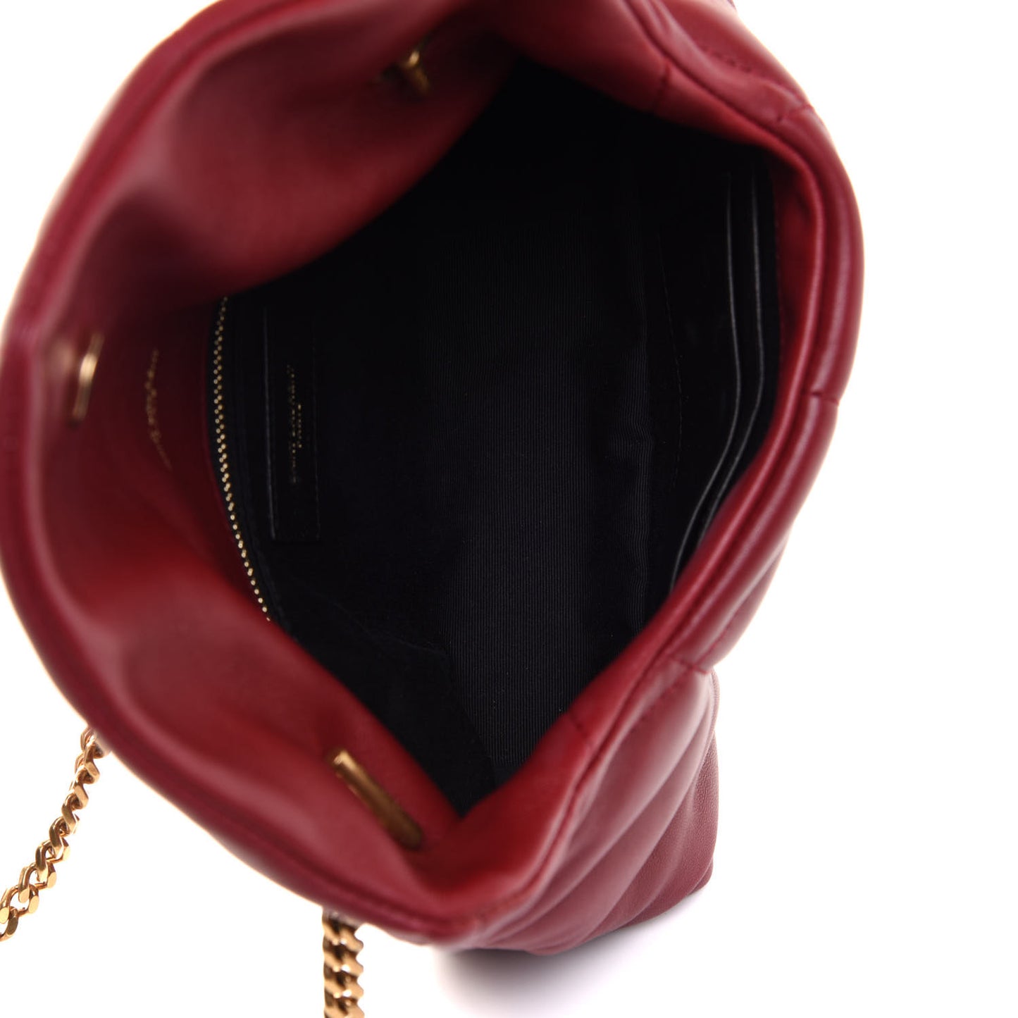 Lambskin Quilted Toy Loulou Puffer Monogram Chain Satchel Red