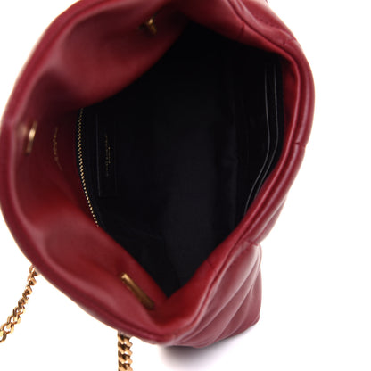 Saint Laurent Lambskin Quilted Toy Loulou Puffer Monogram Chain Satchel Red 4 of 11