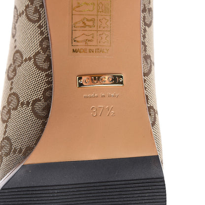 Gucci Monogram Lisa Mid Heel Boots 37.5 Beige Ebony 6 of 8