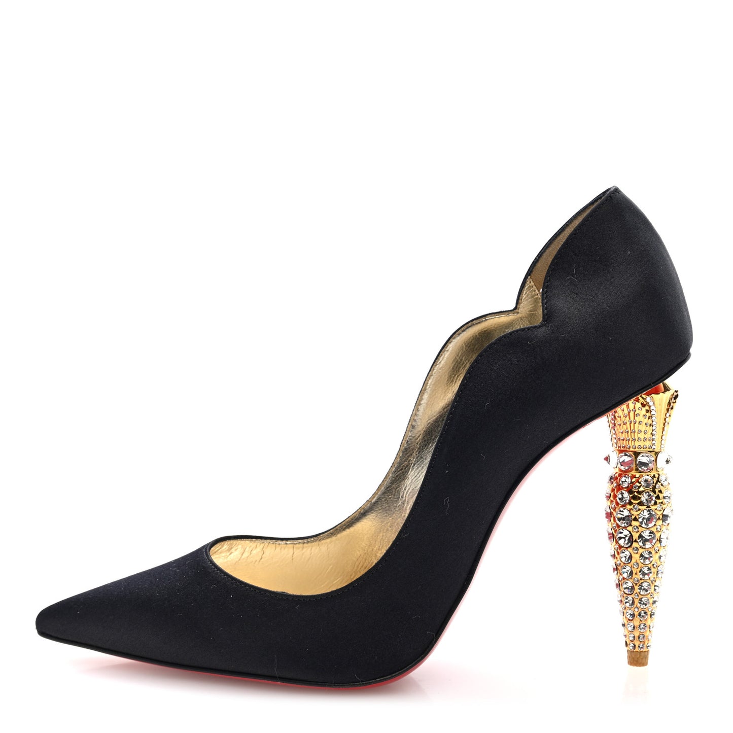 Crepe Satin Crystal LipStrass 100 Pumps 38 Black