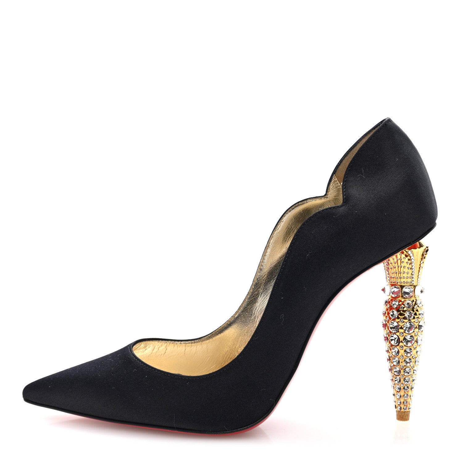 Christian Louboutin Crepe Satin Crystal LipStrass 100 Pumps 38 Black 1 of 8