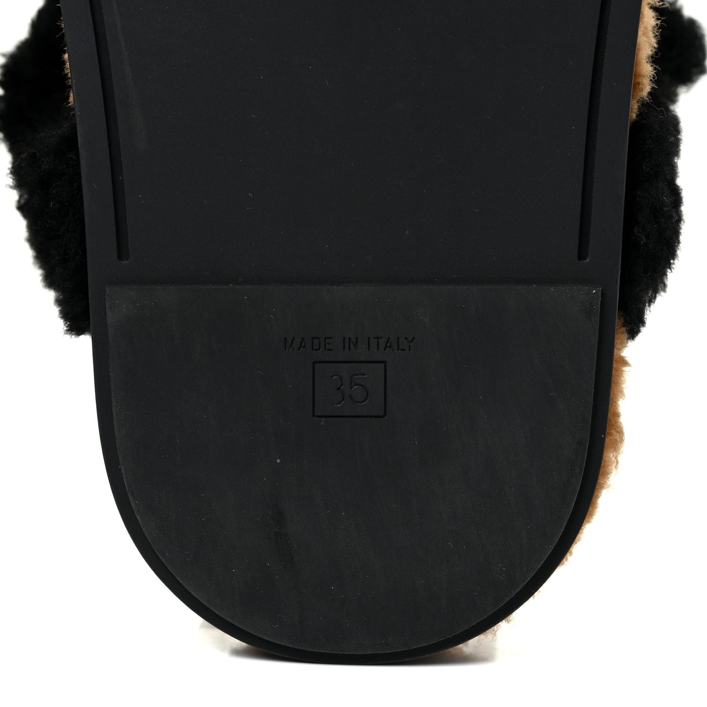 Shearling FF Fendi Feel Sandals 35 Tobacco Black