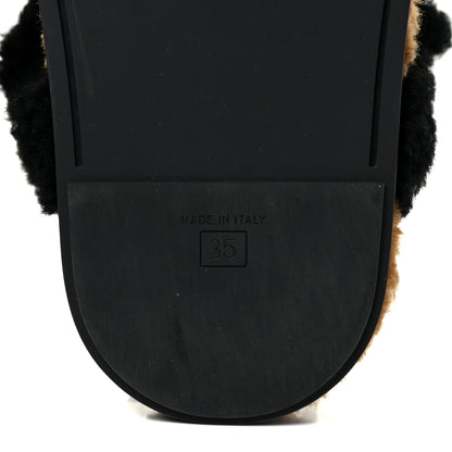 Fendi Shearling FF Fendi Feel Sandals 35 Tobacco Black 10 of 13
