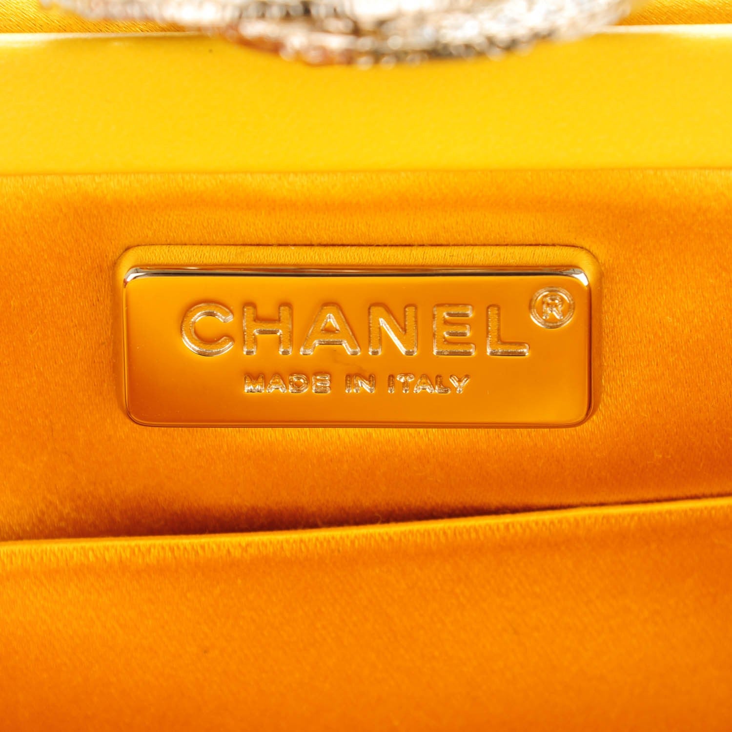 Chanel Satin Crystal Camellia Evening Frame Clutch Yellow 6 of 7