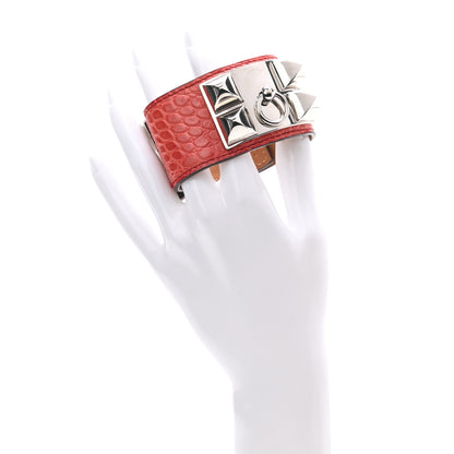 Hermes Shiny Alligator Collier De Chien CDC Bracelet S Geranium 2 of 5