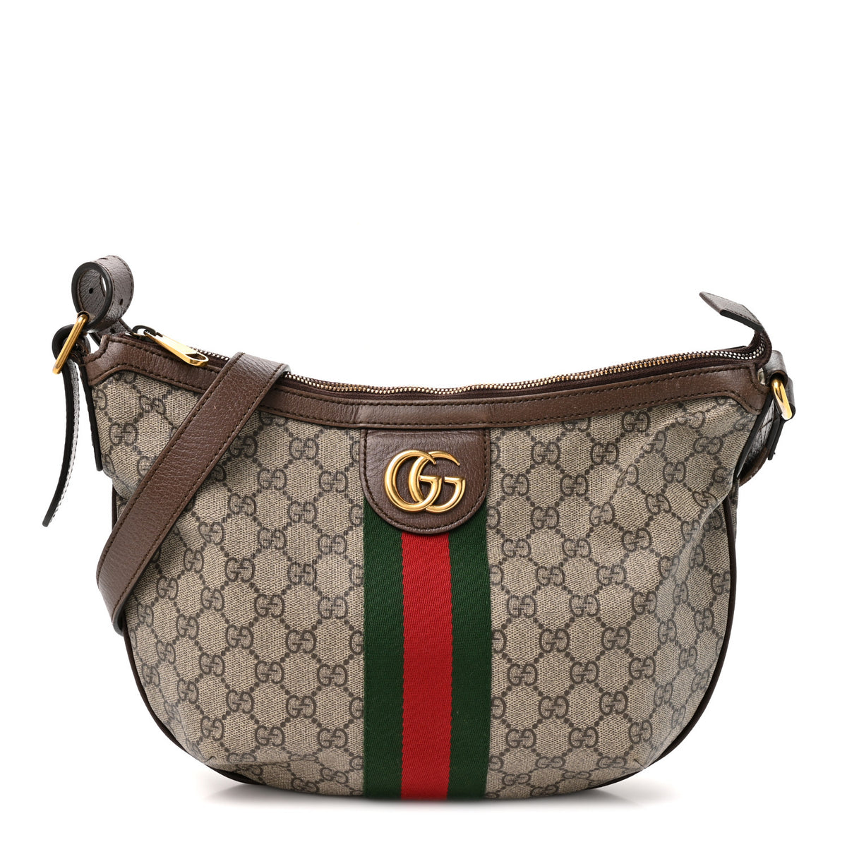 Gucci GG Supreme Monogram Web Small Ophidia Half Moon Hobo Brown 1 of 13