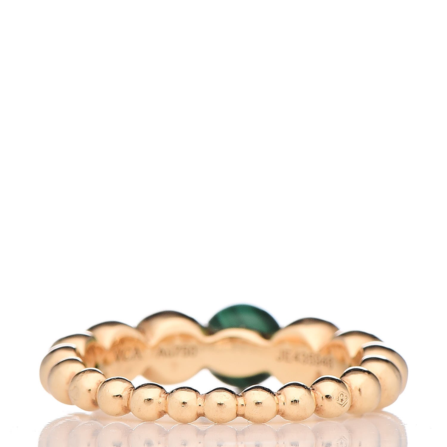 Van Cleef & Arpels 18K Yellow Gold Malachite Perlee Couleurs Variation Ring 53 6.5 4 of 6