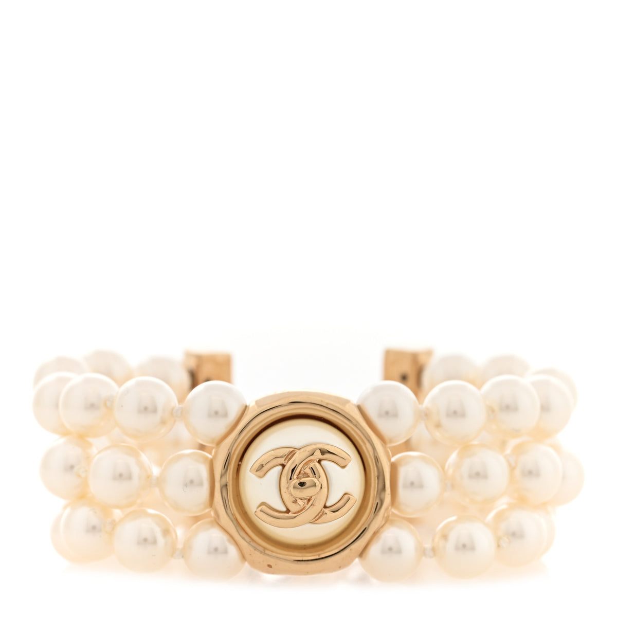 Pearl CC Multi Strand Bracelet Gold