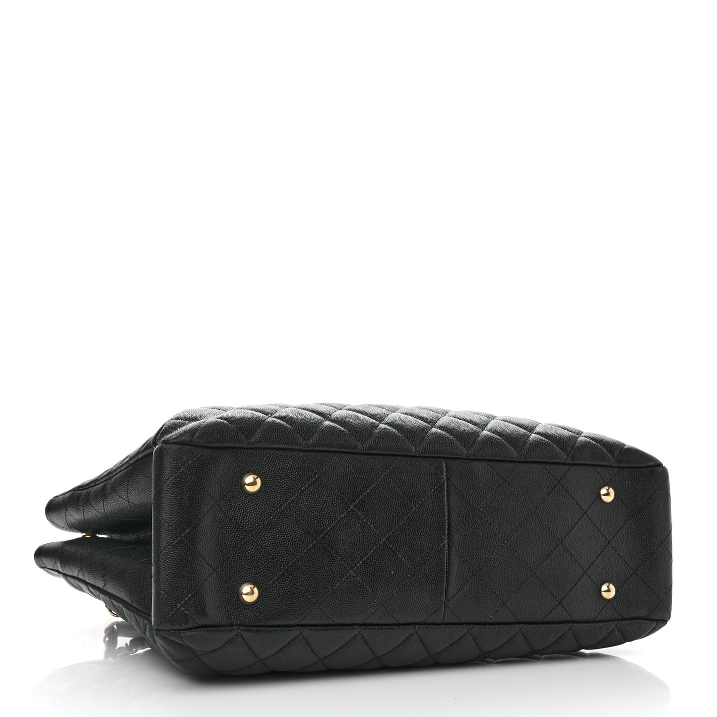 Caviar Quilted Large Shopping Tote Black