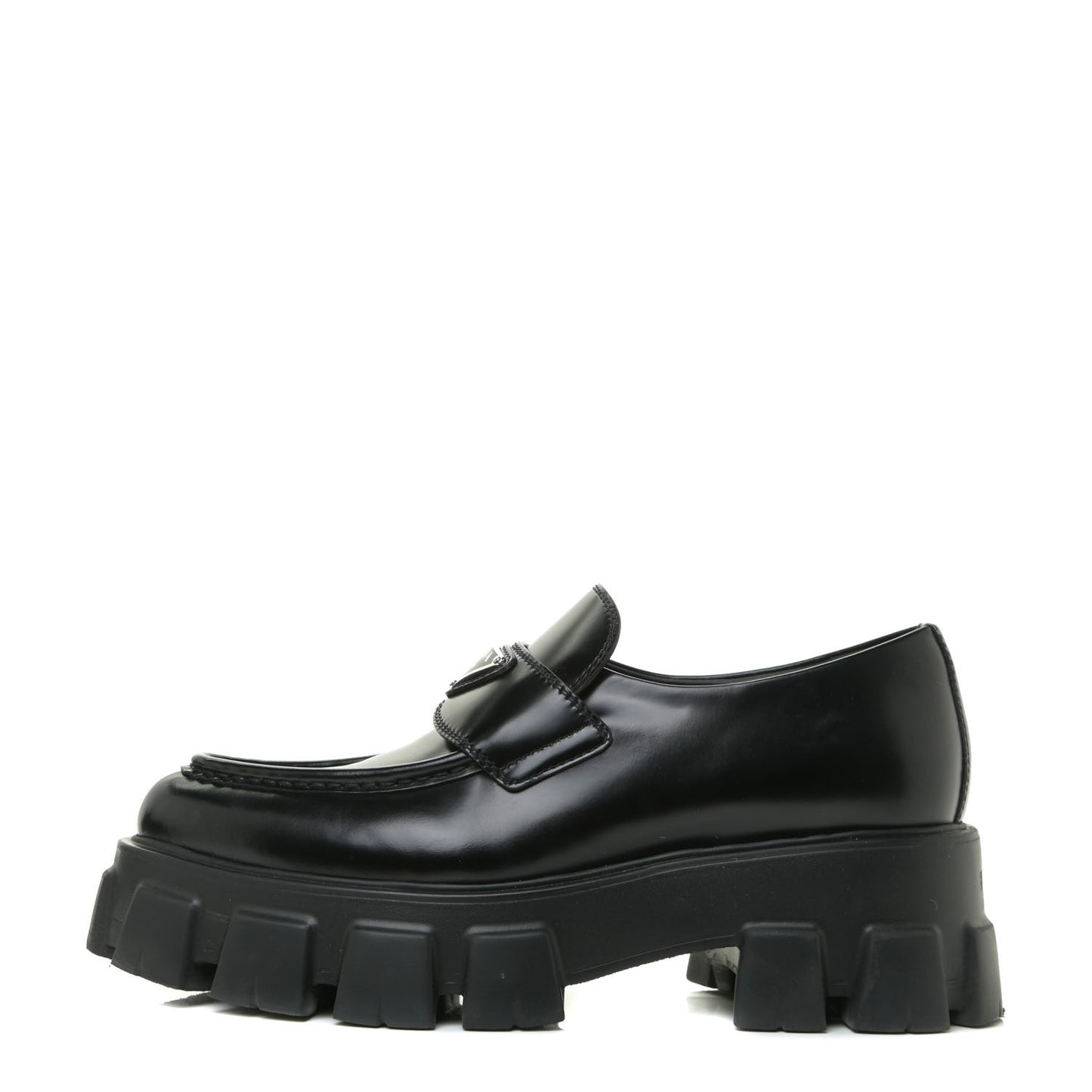 Spazzolato Triangle Logo Monolith Pointy 55mm Loafers 37.5 Black