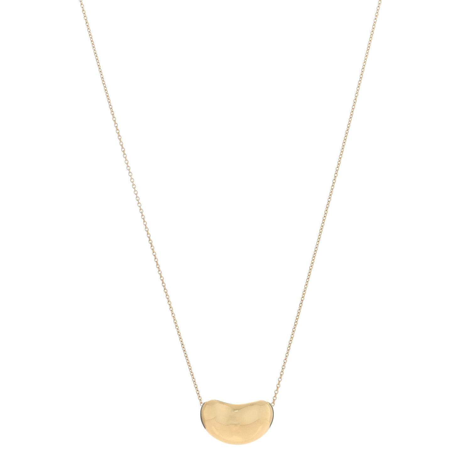 Tiffany 18K Yellow Gold 18mm Elsa Peretti Bean Pendant Necklace 1 of 4