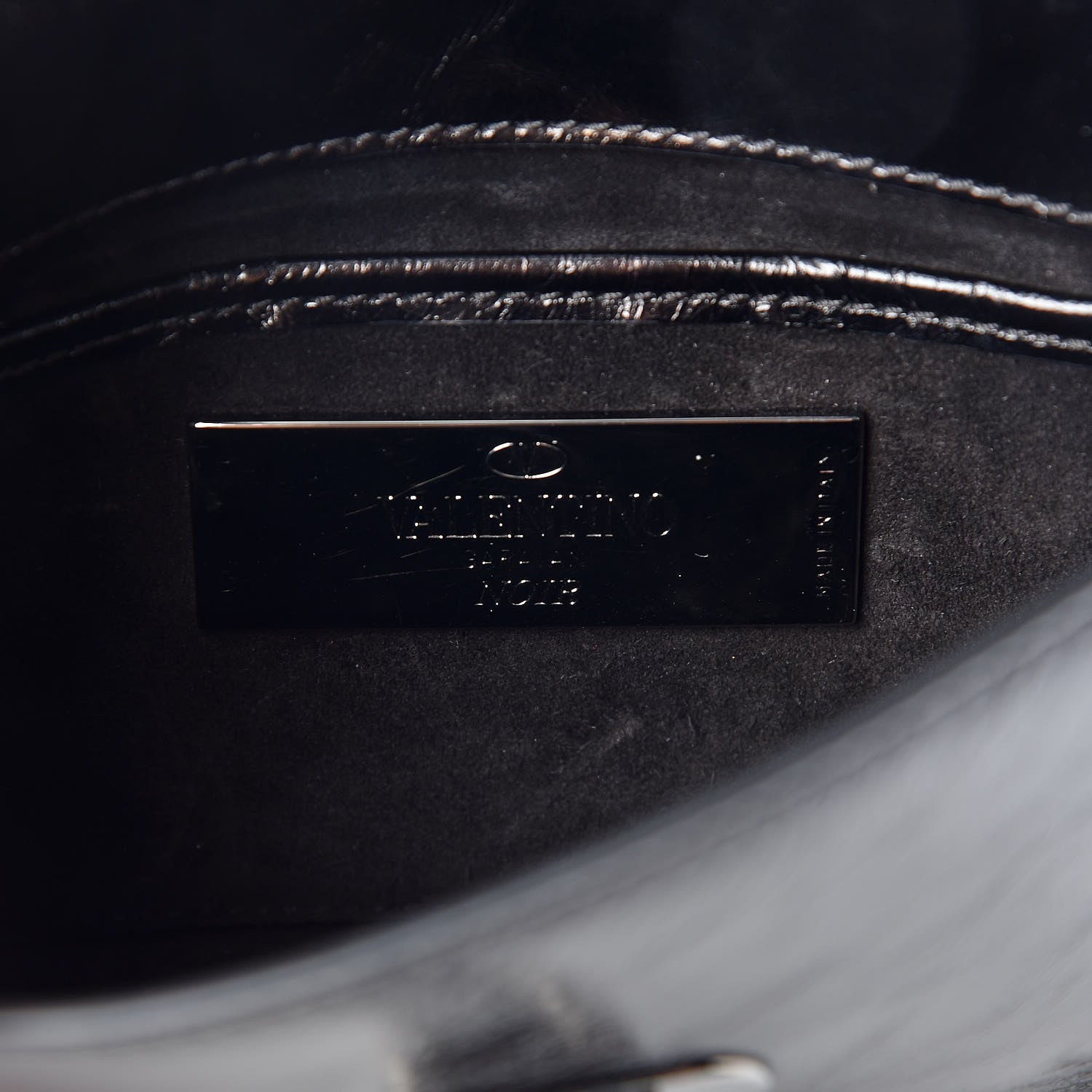 Valentino Garavani Craquele Calfskin Rockstud Shoulder Flap Bag Black 6 of 8