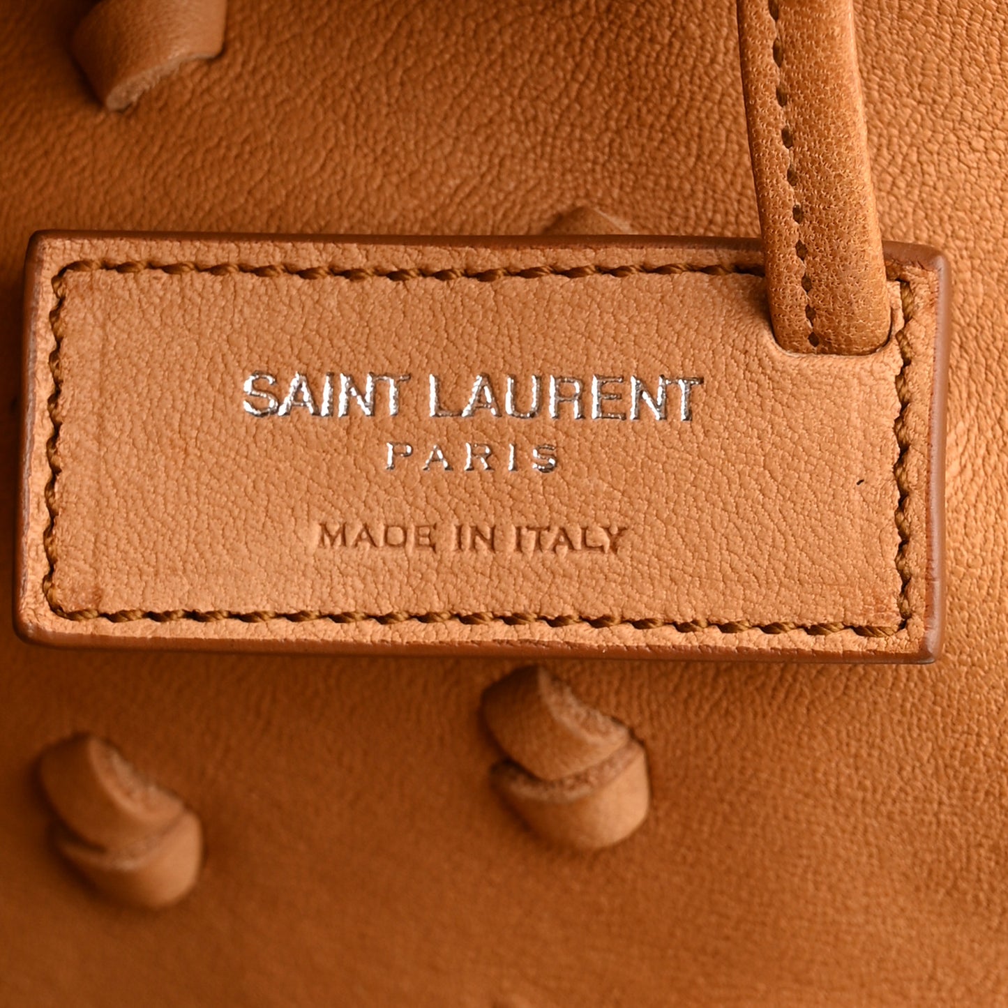 Calfskin Fringe Monogram Mini Bourse Bucket Bag Tan