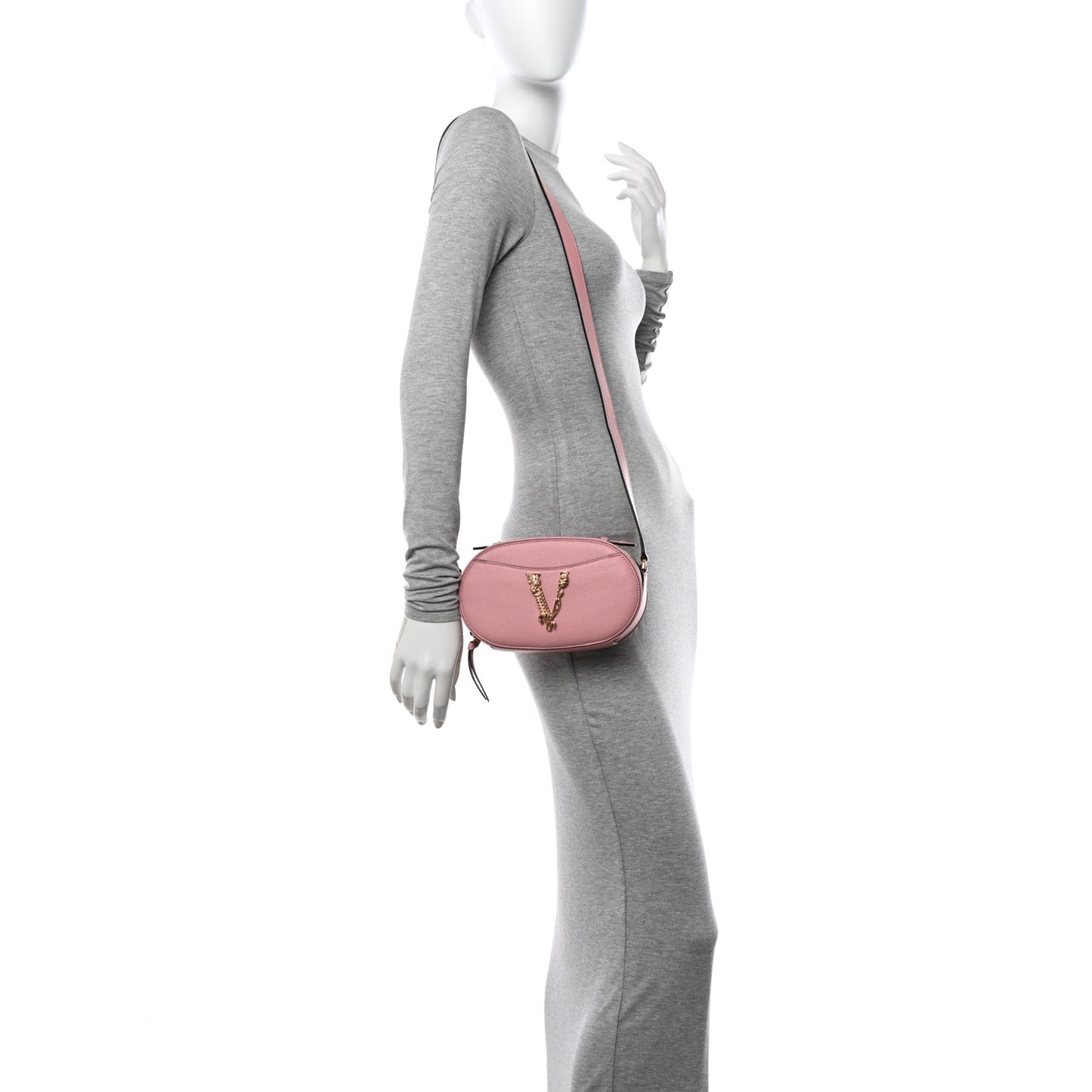 Grainy Calfskin Virtus Top Handle Camera Bag Pink