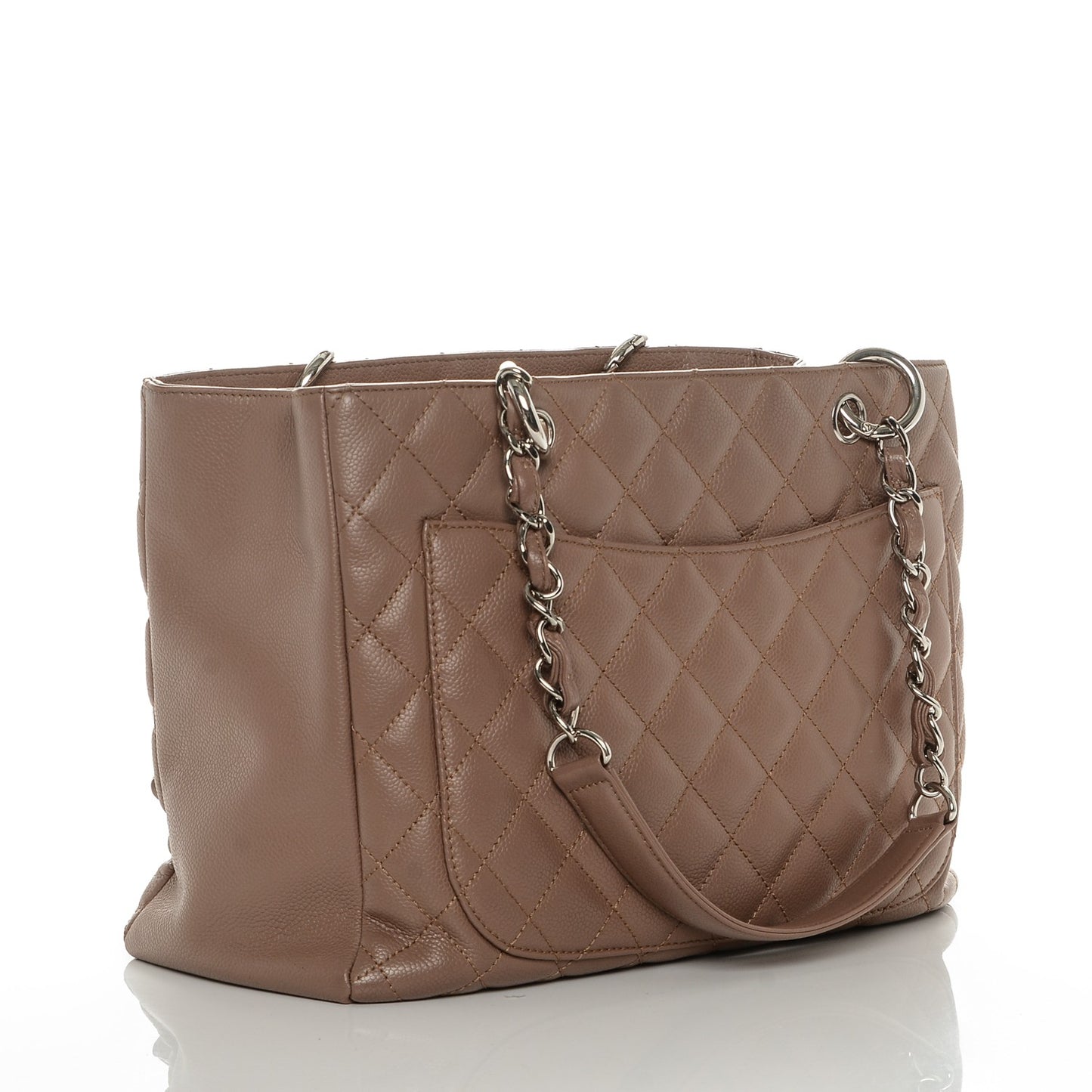 Caviar Quilted Grand Shopping Tote GST Taupe