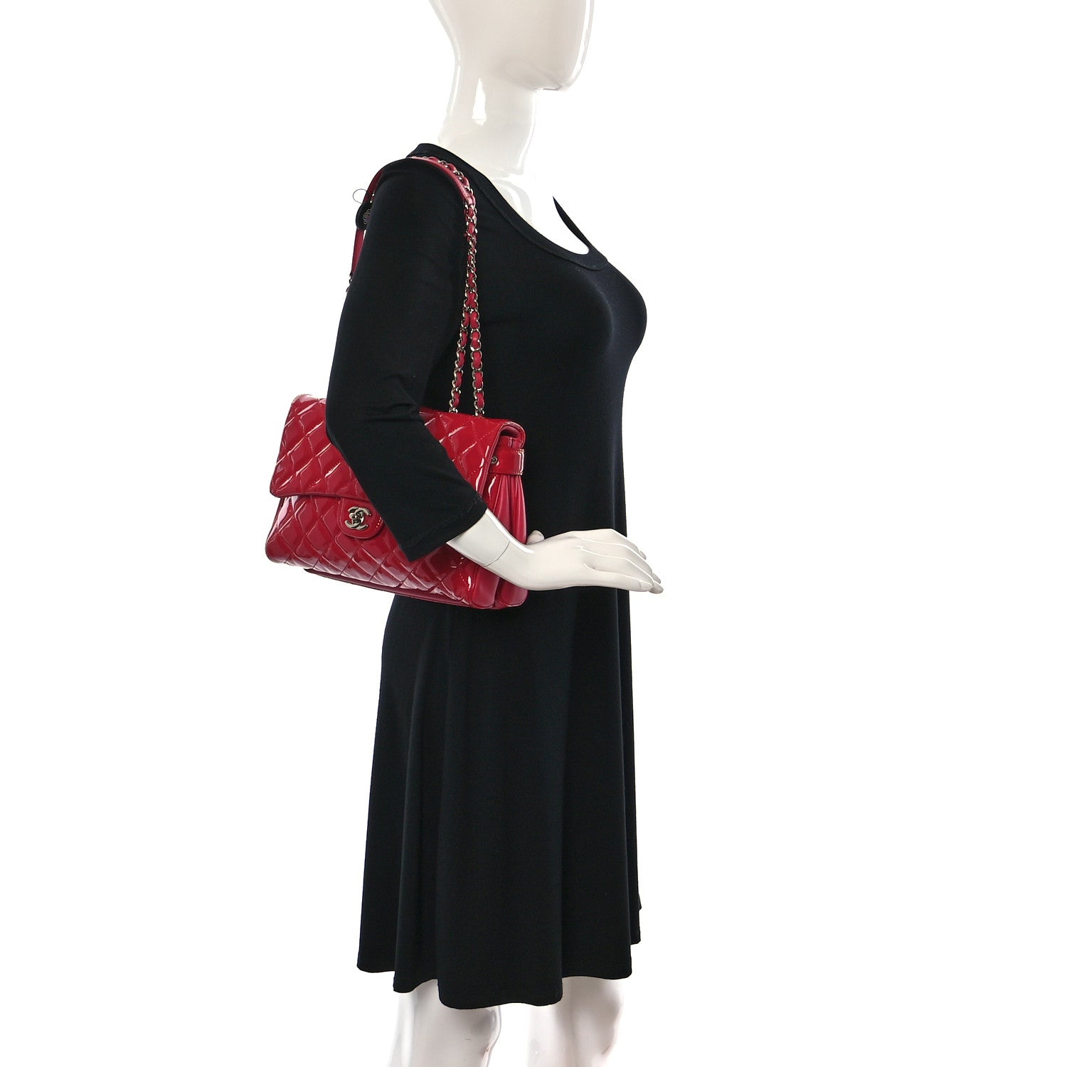 Chanel Patent Quilted Medium Rock In Rome Single Flap Dark Pink 2 of 9