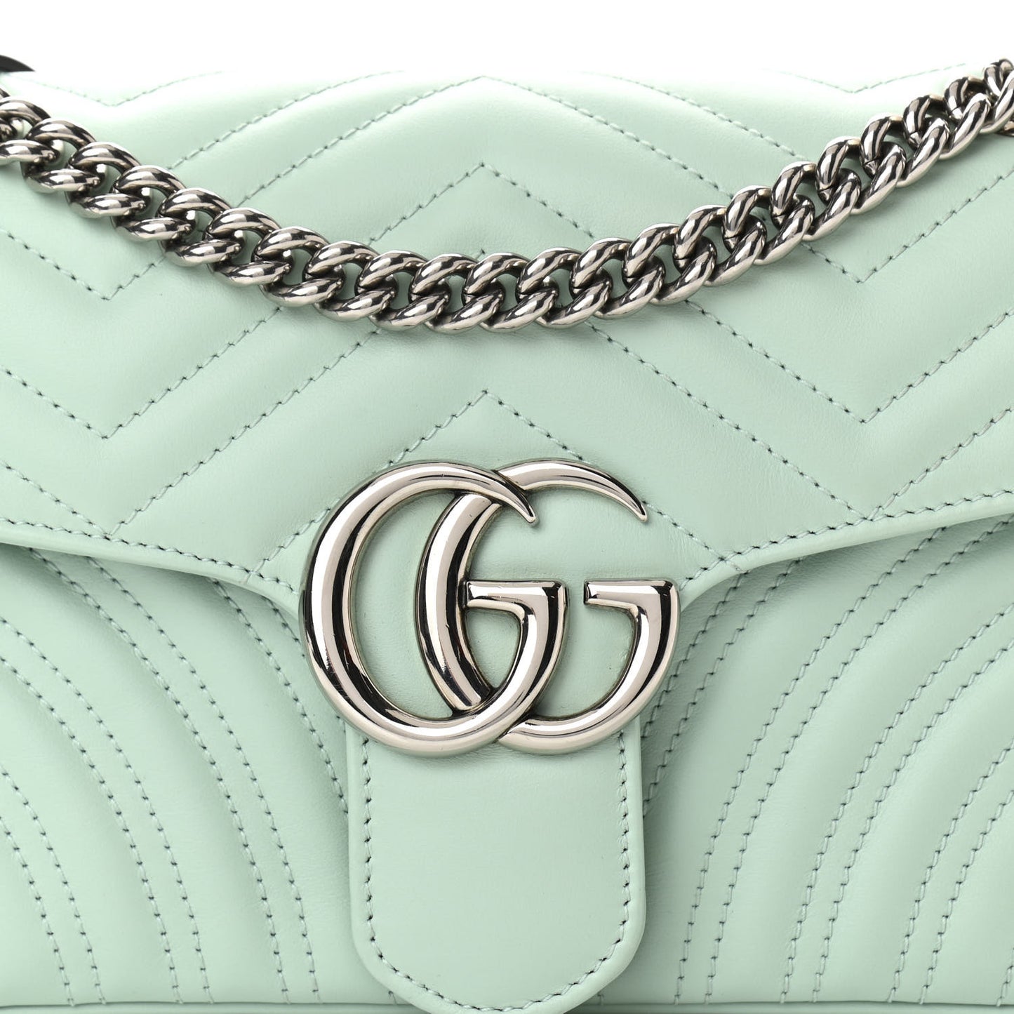 Calfskin Matelasse Small GG Marmont Shoulder Bag Water Green