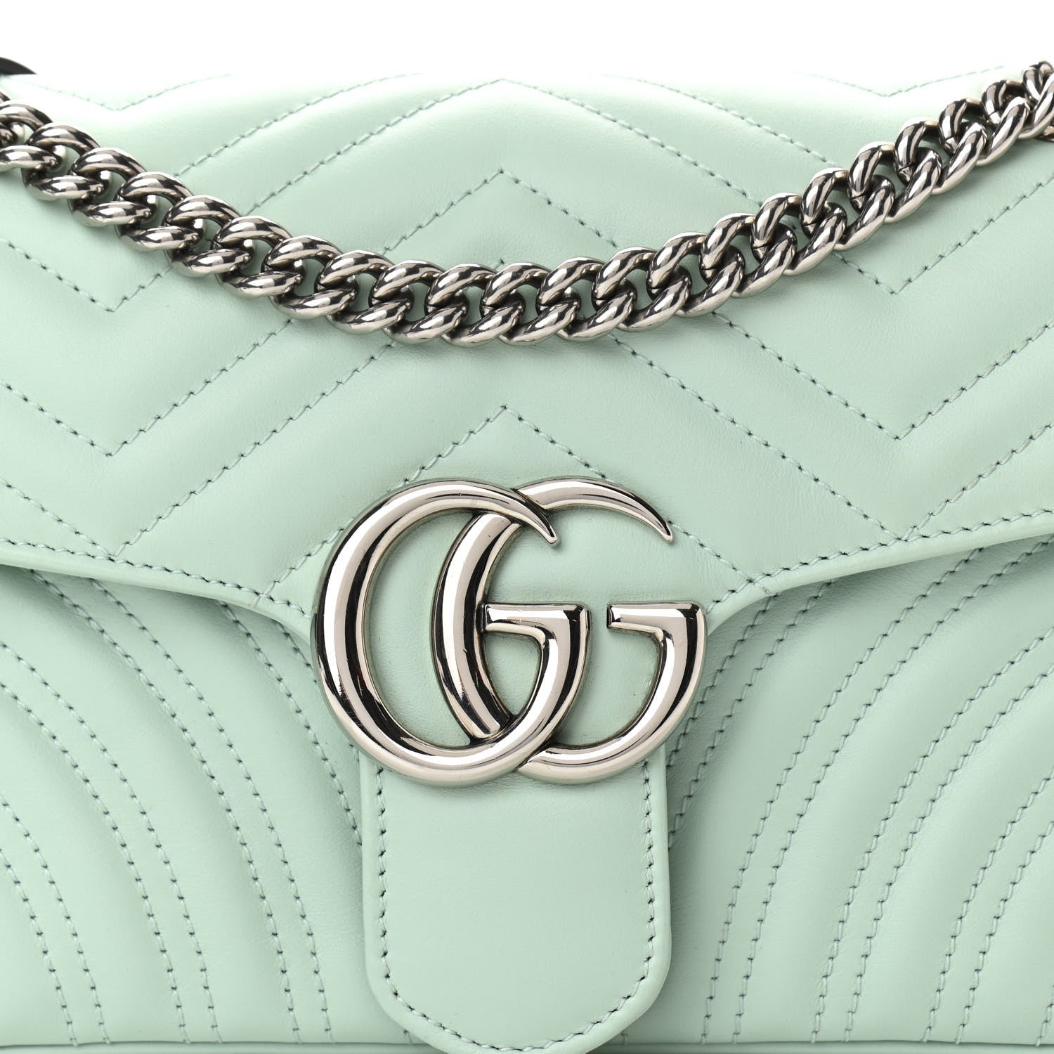 Gucci Calfskin Matelasse Small GG Marmont Shoulder Bag Water Green 8 of 11