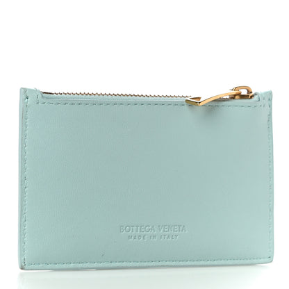 Bottega Veneta Calfskin Intrecciato Zip Card Holder Teal Washed 3 of 9