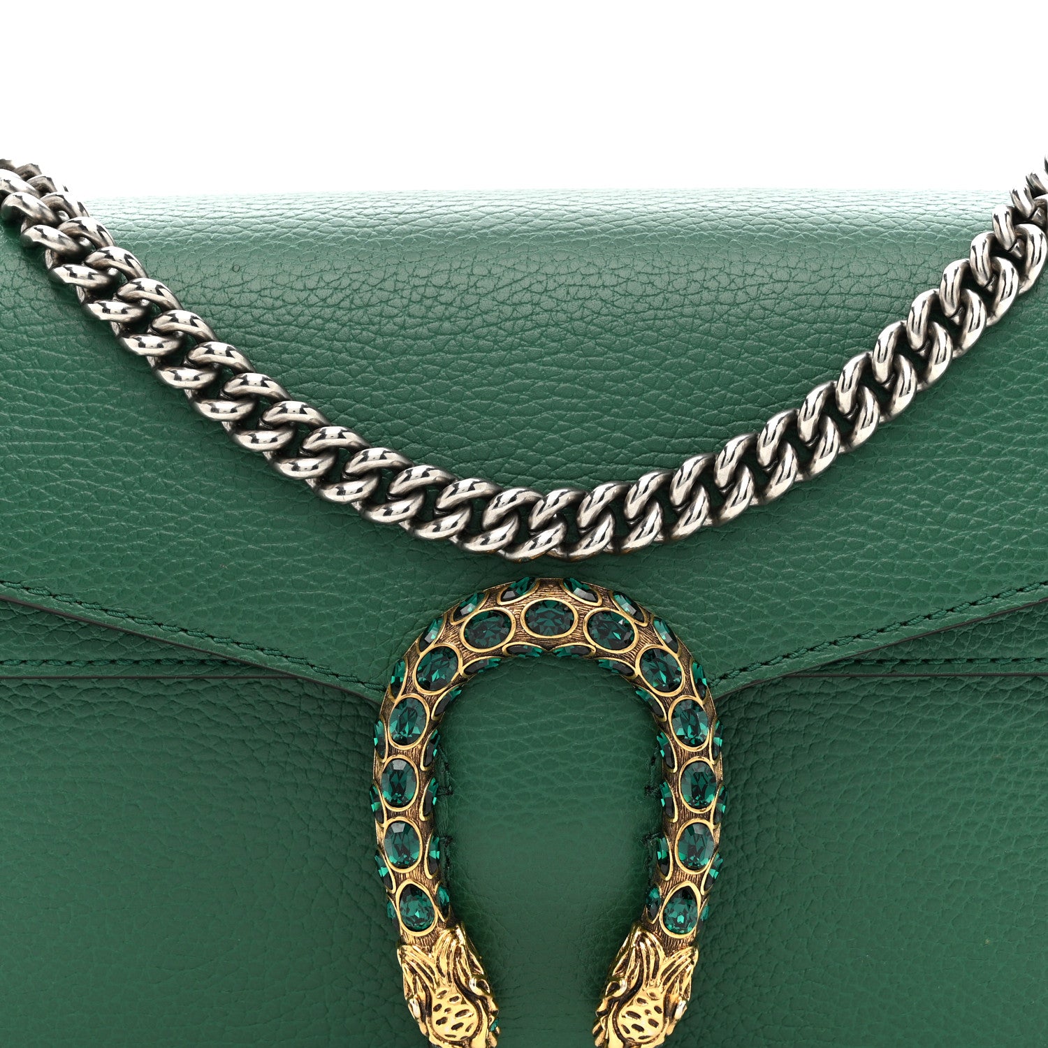 Gucci Dollar Calfskin Crystal Small Dionysus Shoulder Bag Emerald 8 of 12
