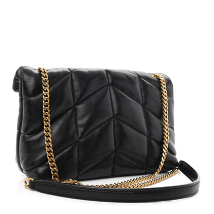Saint Laurent Lambskin Quilted Toy Loulou Puffer Monogram Chain Satchel Black 3 of 10